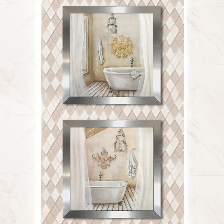 August Grove® Crystal Bath 2 Piece Picture Frame Painting Set Wayfair